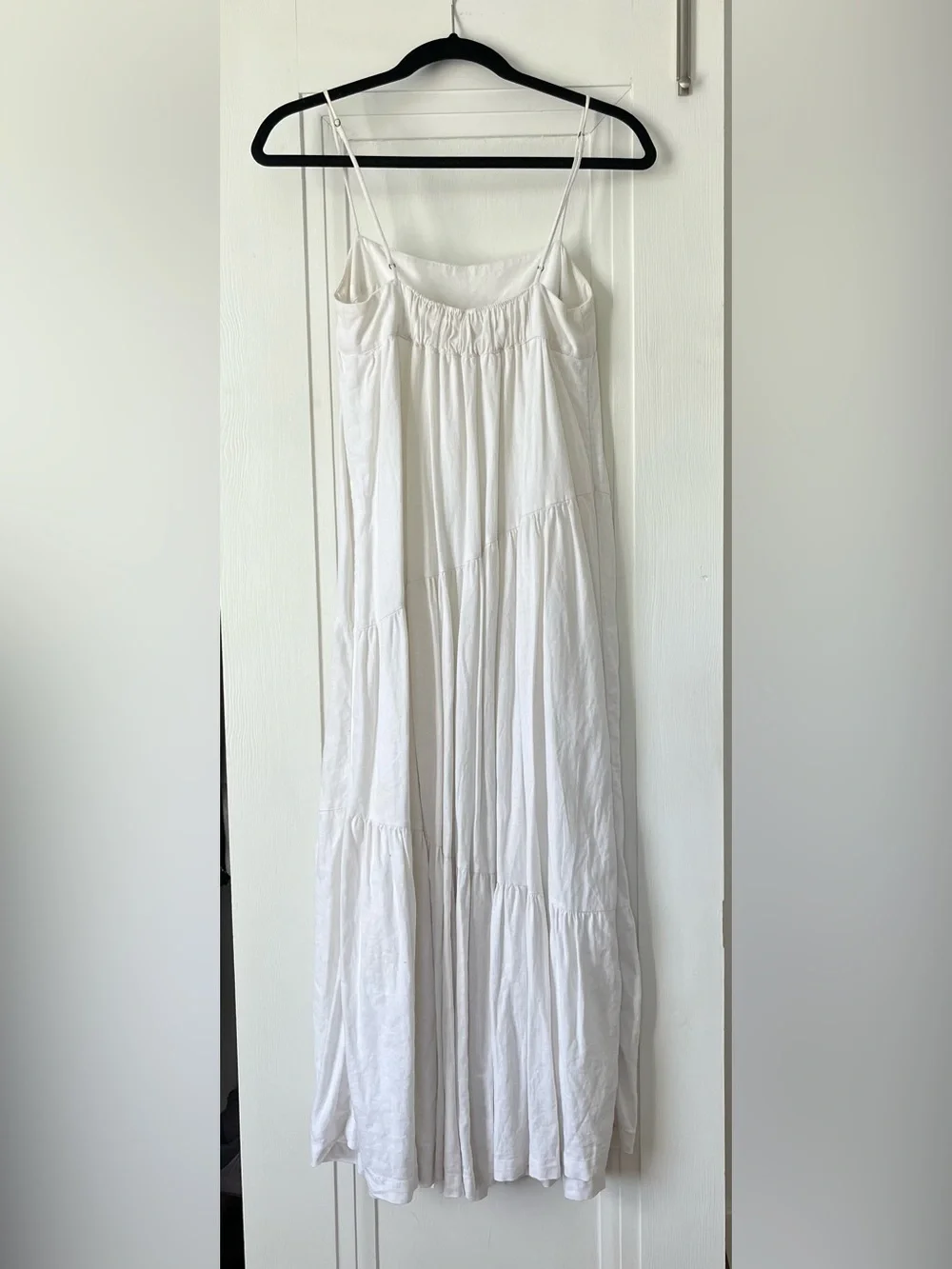 Abercrombie & Fitch White Tiered Spaghetti-Strap Maxi Dress